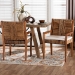 bali & pari Chabela 2-Piece Handwoven Seagrass Armchairs - Solid Mango Wood Frame Dining Chair with Woven Seat and Backrest, Rustic Boho Style Kitchen or Dining Room Seating, Medium Brown - Cabra-LtBrnWood/NatSeagrass-Cushion-AC-KD Box
