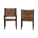 bali & pari Raniya 2-Piece Handwoven Seagrass Armchairs - Solid Mango Wood Frame Dining Chair with Woven Seat and Backrest, Rustic Boho Style Kitchen or Dining Room Seating, Black - Cabra-Blk Wood/Nat Seagrass-Cushion-AC-KD Box