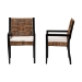 bali & pari Raniya 2-Piece Handwoven Seagrass Armchairs - Solid Mango Wood Frame Dining Chair with Woven Seat and Backrest, Rustic Boho Style Kitchen or Dining Room Seating, Black - Cabra-Blk Wood/Nat Seagrass-Cushion-AC-KD Box