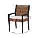 bali & pari Raniya 2-Piece Handwoven Seagrass Armchairs - Solid Mango Wood Frame Dining Chair with Woven Seat and Backrest, Rustic Boho Style Kitchen or Dining Room Seating, Black - Cabra-Blk Wood/Nat Seagrass-Cushion-AC-KD Box