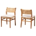 bali & pari Chatura Natural Rattan and Mahogany Wood 2-Piece Dining Side Chair Set - Handwoven Wicker Dining Chair with Angled Back, Coastal Boho Seating for Dining or Kitchen