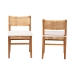 bali & pari Chatura Natural Rattan and Mahogany Wood 2-Piece Dining Side Chair Set - Handwoven Wicker Dining Chair with Angled Back, Coastal Boho Seating for Dining or Kitchen - Chao-Natural/Mahogany-Cushion-DC-KD-Box