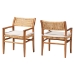 bali & pari Chatura Natural Rattan and Mahogany Wood 2-Piece Dining Armchair Set - Handwoven Wicker Dining Chair with Angled Back, Coastal Boho Seating for Dining or Kitchen
