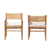 bali & pari Chatura Natural Rattan and Mahogany Wood 2-Piece Dining Armchair Set - Handwoven Wicker Dining Chair with Angled Back, Coastal Boho Seating for Dining or Kitchen - Chao-Natural/Mahogany-Arm-DC-Cushion-KD-Box
