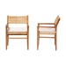 bali & pari Chatura Natural Rattan and Mahogany Wood 2-Piece Dining Armchair Set - Handwoven Wicker Dining Chair with Angled Back, Coastal Boho Seating for Dining or Kitchen - Chao-Natural/Mahogany-Arm-DC-Cushion-KD-Box