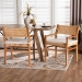 bali & pari Chatura Natural Rattan and Mahogany Wood 2-Piece Dining Armchair Set - Handwoven Wicker Dining Chair with Angled Back, Coastal Boho Seating for Dining or Kitchen - Chao-Natural/Mahogany-Arm-DC-Cushion-KD-Box