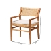 bali & pari Chatura Natural Rattan and Mahogany Wood 2-Piece Dining Armchair Set - Handwoven Wicker Dining Chair with Angled Back, Coastal Boho Seating for Dining or Kitchen - Chao-Natural/Mahogany-Arm-DC-Cushion-KD-Box