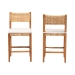 bali & pari Chatura Natural Rattan and Mahogany Wood 2-Piece Counter Stool Set - Handwoven Wicker Stool with Angled Back, Coastal Boho Seating for Kitchen Island, Counter Height - Chao-Natural/Mahogany-CS-Cushion-KD-Box