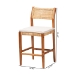 bali & pari Chatura Natural Rattan and Mahogany Wood 2-Piece Counter Stool Set - Handwoven Wicker Stool with Angled Back, Coastal Boho Seating for Kitchen Island, Counter Height - Chao-Natural/Mahogany-CS-Cushion-KD-Box