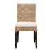 bali & pari Fatima Natural Rattan Dining Chair with Cushion - Handwoven Wicker Side Chair with Basketweave Back and Seat, Coastal Boho Seating for Dining Room or Kitchen - Flat Oval-Grey/Mahogany-Cushion-DC