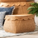 bali & pari Ayleen Natural Rattan Basket with Scalloped Lid - Handwoven Wicker Storage Box, Boho Coastal Home Decor, Small - Ayleen-Sm-Light Honey Rattan-Basket