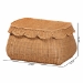 bali & pari Ayleen Natural Rattan Basket with Scalloped Lid - Handwoven Wicker Storage Box, Boho Coastal Home Decor, Small - Ayleen-Sm-Light Honey Rattan-Basket