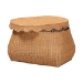 bali & pari Ayleen Natural Rattan Basket with Scalloped Lid - Handwoven Wicker Storage Box, Boho Coastal Home Decor, Medium - Ayleen-Md-Light Honey Rattan-Basket
