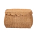 bali & pari Ayleen Natural Rattan Basket with Scalloped Lid - Handwoven Wicker Storage Box, Boho Coastal Home Decor, Medium - Ayleen-Md-Light Honey Rattan-Basket