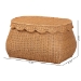 bali & pari Ayleen Natural Rattan Basket with Scalloped Lid - Handwoven Wicker Storage Box, Boho Coastal Home Decor, Medium - Ayleen-Md-Light Honey Rattan-Basket
