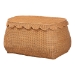 bali & pari Ayleen Natural Rattan Basket with Scalloped Lid - Handwoven Wicker Storage Box, Boho Coastal Home Decor, Large