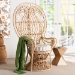 bali & pari Kimiko Natural Rattan Peacock Chair with Cushion - Handwoven Wicker Accent Chair with Fan Backrest, Boho Coastal Statement Seating for Living Room or Event - WS185-Natural Peacock Rattan-Cushion-Chair