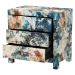 Baxton Studio Adeline End Table with Printed Nature Motif - 3-Drawer Storage Cabinet with Gold Knobs - JY25A011-Birds in Tree Printed Canvas-Wooden-ET