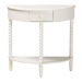 Baxton Studio Raynera Bobbin-Leg Demilune Console Table - Half-Moon Accent Table with 1 Drawer and Open Shelf, Cottage Farmhouse Entryway or Living Room Furniture - JY25A031-White Wooden-Console Table