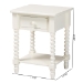 Baxton Studio Raynera End Table with Bobbin Legs - 1-Drawer Accent Table with Spindle Turned Legs and Open Shelf, Cottage Farmhouse Style Side Table for Living Room - JY25A033-White Wooden-ET
