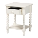 Baxton Studio Raynera End Table with Bobbin Legs - 1-Drawer Accent Table with Spindle Turned Legs and Open Shelf, Cottage Farmhouse Style Side Table for Living Room - JY25A033-White Wooden-ET
