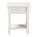 Baxton Studio Raynera End Table with Bobbin Legs - 1-Drawer Accent Table with Spindle Turned Legs and Open Shelf, Cottage Farmhouse Style Side Table for Living Room - JY25A033-White Wooden-ET