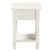 Baxton Studio Raynera End Table with Bobbin Legs - 1-Drawer Accent Table with Spindle Turned Legs and Open Shelf, Cottage Farmhouse Style Side Table for Living Room - JY25A033-White Wooden-ET