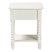 Baxton Studio Raynera End Table with Bobbin Legs - 1-Drawer Accent Table with Spindle Turned Legs and Open Shelf, Cottage Farmhouse Style Side Table for Living Room - JY25A033-White Wooden-ET