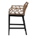 bali & pari Abiel Natural Rattan Counter Stool with Arms and Removable Cushion - Handwoven Wicker Stool with Mahogany Wood Frame, Coastal Boho Seating for Kitchen or Dining Area - Abiel-Grey/Black-Wooden/Rattan-Cushion-CS