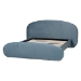 Baxton Studio Ekram Velvet Upholstered Platform Bed - Mid-Century Modern Bed Frame with Curved Headboard and Accent Footboard, Classic Luxe Bedroom Centerpiece, Queen - BBT61382-Light Blue 57-Queen