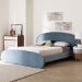 Baxton Studio Ekram Velvet Upholstered Platform Bed - Mid-Century Modern Bed Frame with Curved Headboard and Accent Footboard, Classic Luxe Bedroom Centerpiece, Queen - BBT61382-Light Blue 57-Queen