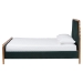 Baxton Studio Gerianne Velvet Upholstered Platform Bed - Classic European Bed Frame with Scalloped Headboard and Wood Trim, Modern Luxe Bedroom Furniture, Queen - BBT61381-Green 26/Walnut-Queen