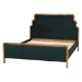 Baxton Studio Gerianne Velvet Upholstered Platform Bed - Classic European Bed Frame with Scalloped Headboard and Wood Trim, Modern Luxe Bedroom Furniture, Queen - BBT61381-Green 26/Walnut-Queen