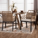 bali & pari Abiel Natural Rattan 2-Piece Dining Armchair Set with Cushion - Handwoven Wicker Chair with Mahogany Wood Frame, Coastal Boho Seating for Dining Room or Kitchen - Abiel-Grey/Black-Wooden/Rattan-DC