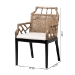 bali & pari Abiel Natural Rattan 2-Piece Dining Armchair Set with Cushion - Handwoven Wicker Chair with Mahogany Wood Frame, Coastal Boho Seating for Dining Room or Kitchen - Abiel-Grey/Black-Wooden/Rattan-DC