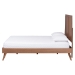 Baxton Studio Noela Platform Bed - Mid-Century Modern Wood Bed Frame with Panel Headboard and Angled Legs for Bedroom or Guest Room, Queen - Noela-Ash Walnut-Queen