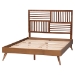 Baxton Studio Gemma Platform Bed - Mid-Century Modern Bed Frame with Slatted Wood Headboard and Angled Legs for Bedroom or Guest Room, Queen - Gemma-Ash Walnut-Queen