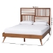 Baxton Studio Gemma Platform Bed - Mid-Century Modern Bed Frame with Slatted Wood Headboard and Angled Legs for Bedroom or Guest Room, Queen - Gemma-Ash Walnut-Queen