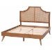 Baxton Studio Rodolfo Platform Bed - Mid-Century Modern Bed with Woven Rattan Headboard, Queen - MG9774/9704-Queen