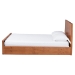 bali & pari Fuentes Real Burl Wood Bed Frame - Modern Low-Profile Platform Bed with Accent Footboard, Mid-Century Inspired Bedroom Furniture, Queen - SW8651-Light Cherry/Mappa Burl Veneer-Queen