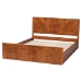 bali & pari Fuentes Real Burl Wood Bed Frame - Modern Low-Profile Platform Bed with Accent Footboard, Mid-Century Inspired Bedroom Furniture, Queen - SW8651-Light Cherry/Mappa Burl Veneer-Queen