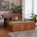 bali & pari Fuentes Real Burl Wood Bed Frame - Modern Low-Profile Platform Bed with Accent Footboard, Mid-Century Inspired Bedroom Furniture, Queen - SW8651-Light Cherry/Mappa Burl Veneer-Queen