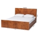 bali & pari Fuentes Real Burl Wood Bed Frame - Modern Low-Profile Platform Bed with Accent Footboard, Mid-Century Inspired Bedroom Furniture, Queen - SW8651-Light Cherry/Mappa Burl Veneer-Queen