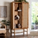 bali & pari Augusto Teak Wood Cabinet - 2-Door Storage Organizer with Woven Rattan, Modern Tropical Accent for Living Room or Bedroom - Augusto-Wood/Webbing-Cabinet-KD-Box