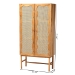 bali & pari Augusto Teak Wood Cabinet - 2-Door Storage Organizer with Woven Rattan, Modern Tropical Accent for Living Room or Bedroom - Augusto-Wood/Webbing-Cabinet-KD-Box