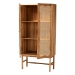 bali & pari Augusto Teak Wood Cabinet - 2-Door Storage Organizer with Woven Rattan, Modern Tropical Accent for Living Room or Bedroom - Augusto-Wood/Webbing-Cabinet-KD-Box