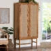 bali & pari Augusto Teak Wood Cabinet - 2-Door Storage Organizer with Woven Rattan, Modern Tropical Accent for Living Room or Bedroom - Augusto-Wood/Webbing-Cabinet-KD-Box