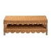 bali & pari Oteria Natural Rattan Coffee Table - Handwoven Wicker Cocktail Table with Scalloped Detailing and Open Shelf, Coastal Boho Living Room Accent - Palm Short-Light Honey Rattan-CT