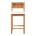 bali & pari Pava Woven Seagrass Counter Stool - Solid Mahogany Wood Stool with Textured Back, Coastal Boho Seating for Kitchen Island, Counter Height - MD-39882-Honey Wooden-Cushion-CS
