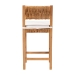 bali & pari Pava Woven Seagrass Counter Stool - Solid Mahogany Wood Stool with Textured Back, Coastal Boho Seating for Kitchen Island, Counter Height - MD-39882-Honey Wooden-Cushion-CS